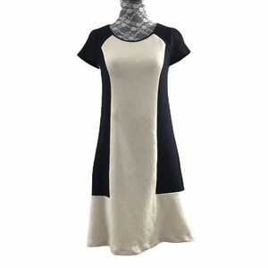 Maeve Anthropologie Black White Colorblock Shift Dress Womens Small Cap Sleeve‎